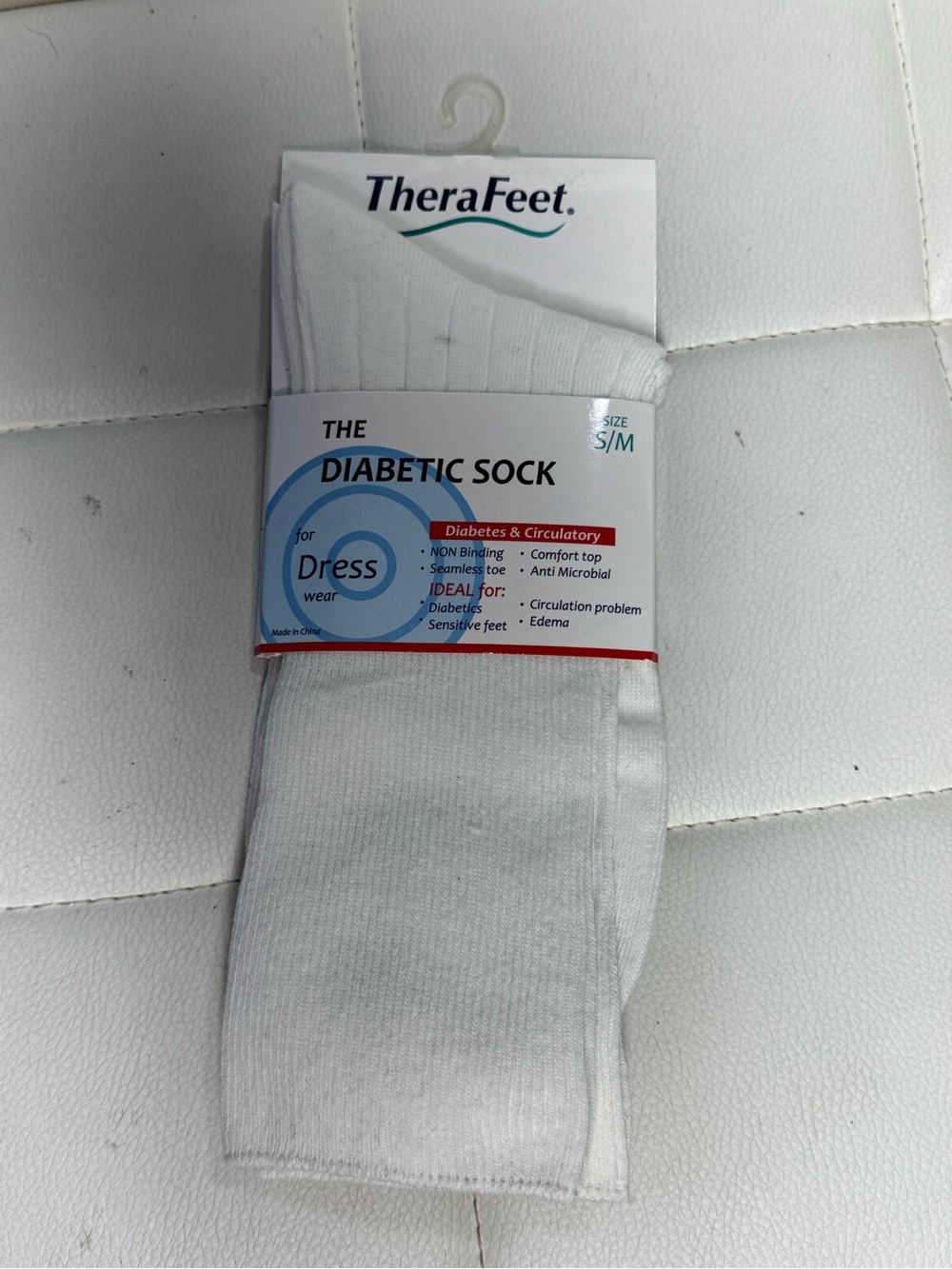 White Dress Diabetic Socks - S/M